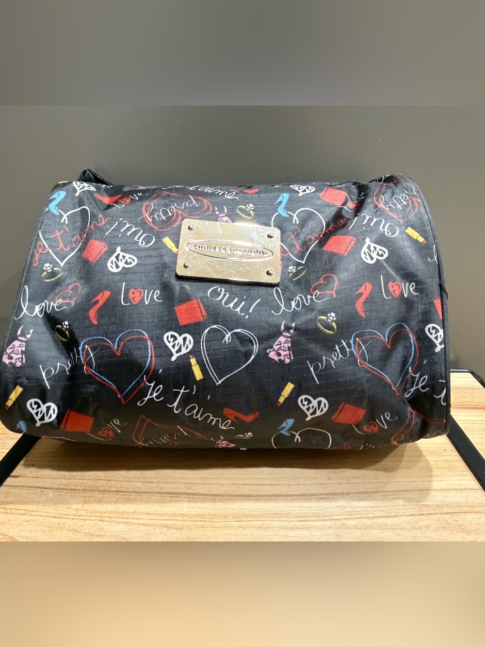Chinese Laundry Paris Love Print Cosmetic Makeup Bag Travel Pouch